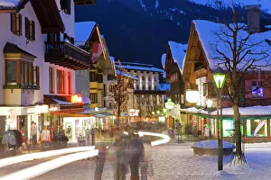 Street Scenes Prints: Main street in winter, St. Anton am Arlberg, Tirol, Austria, Europe