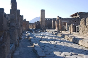 Main Street Prints: One of the main streets of the ruins of the Roman site of Pompeii