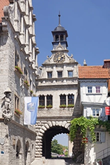 Civic Building Prints: Maintor gate, Town Hall, Marktbreit, Lower Franconia, Bavaria, Germany, Europe
