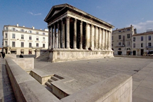 Nimes Prints: Maison Carree, Roman Temple from 19 BC, Nimes, Languedoc, France, Europe