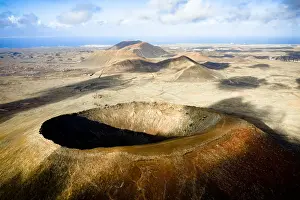Crater Prints: Majestic crater of Hondo volcano (Calderon Hondo) with the ocean in background