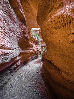 Rock Climbing Prints: Majestic red rock walls in Kok-Moinok Canyon, Kyrgyzstan, Central Asia, Asia