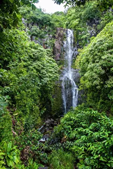 Flowing Prints: Makahiku Falls on the east coast of Maui, Hawaii, United States of America, Pacific