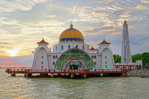 Travelers Prints: Malacca Straits or Selat Mosque at sunset, Malacca, Malaysia
