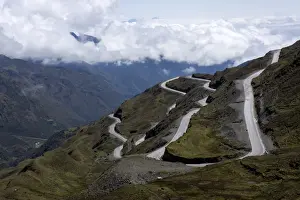 Winding Road Prints: Malaga Pass, 4316 meters high, Mountain Veronica in the background