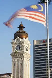 Flag Pole Prints: Malaysian flag outside Sultan Abdul Samad Building, Merdeka Square, Kuala Lumpur