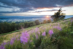 Worcestershire Prints: Malvern Hills at sunset, Worcestershire, England, United Kingdom, Europe