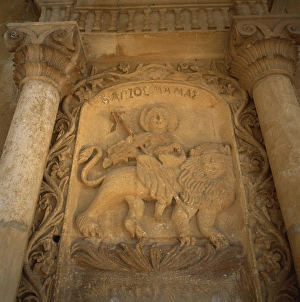 Mamas (Morphou) tamed and rode lion with lamb, Church of the tomb of St Mamas (Morphou) tamed and rode lion with lamb, Church of the tomb of St
