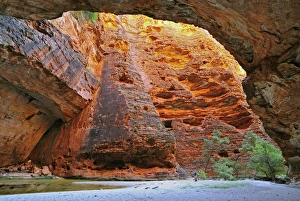 Images Dated 5th May 2008: Man in the Cathedral Gorge, Bungle Bungle, Purnululu National Park, UNESCO World Heritage Site