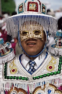 Copacabana Prints: Man dressed up for carnival, Virgen de la Candelaria fiesta, Copacabana