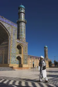 Senior Citizen Prints: Man in front of Friday Mosque or Masjet-e Jam, Herat, Afghanistan, Asia