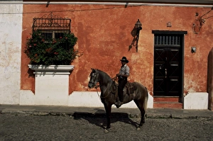 Ride Prints: Man on horse in front of a typical painted wall