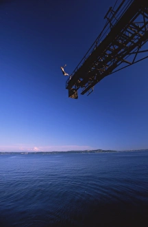 Images Dated 14th February 2008: Man jumping from a crane, Washington State, United States of America, North America