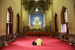 Marble Temple Prints: Man and monks praying