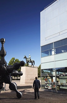 Images Dated 22nd August 2009: Man outside Kiasma Museum of Contemporary Art, Helsinki, Finland, Scandinavia, Europe