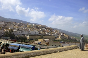 Viewpoints Prints: A man overlooking, Idriss, Morocco, North Africa, Africa