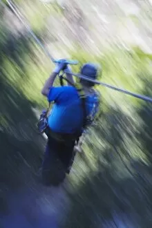 Images Dated 20th July 2010: Man sliding down a zip-line, Storms River, Eastern Cape, South Africa, Africa