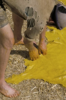 Bend Prints: Man stretching animal skin