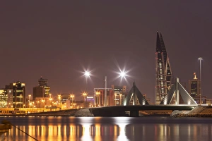 Office Block Prints: Manama at night, Bahrain, Middle East