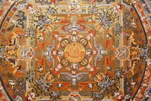 Images Dated 24th July 2007: Mandala on a thangka, Bhaktapur, Nepal, Asia