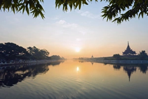 Mandalay Prints: Mandalay Palace at sunrise, Mandalay, Myanmar (Burma), Asia