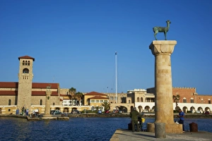 Mandraki Harbour, Rhodes City, Rhodes, Dodecanese, Greek Islands, Greece, Europe