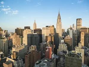 Manhattan skyscrapers including the Empire State Building and Chrysler Building, Manhattan, New York City, New York, United States of America, North America