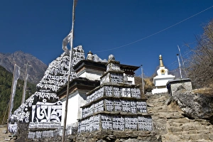 Religions Prints: Mani Walls, Solu Khumbu Region, Nepal, Asia