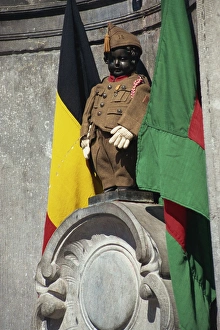 Uniforms Prints: The Manneken Pis in uniform, Brussels, Belgium, Europe