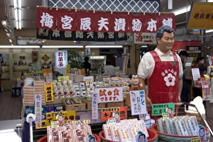 Images Dated 29th April 2009: Mannequin of famous Japanese TV personality selling his food products called Tat-chan Zuke at gift
