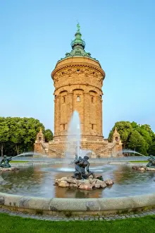Mannheim Prints: Mannheimer Wasserturm, 60 meter tall water tower built 1886 to 1889 on Friedrichsplatz