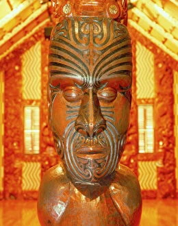 Images Dated 6th August 2008: Maori statue with Moko facial tattoo