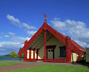 North Island Prints: Marai, a Maori Meeting House at Rotorua, North Island, New Zealand, Pacific