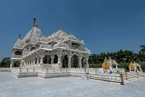 Elephant Prints: Marble built Dharamshala Manilaxmi Tirth Jain temple, Gujarat, India, Asia