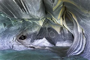 Aysen Region Prints: Marble Caves Sanctuary caused by water erosion, General Carrera Lake