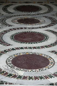 Basilicas Prints: Marble floor in San Clemente basilica, Rome, Lazio, Italy, Europe