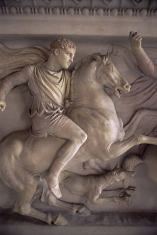 Detail of the marble sarcophagus of Alexander the Great