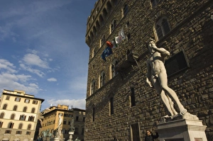 Flag Pole Prints: marble statue copy of Michael Angelos David