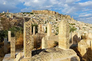 Tombstone Prints: Mardin viewed from the Muhamad Zirrar Asri cemetery, Mardin, Turkey, Asia Minor, Asia
