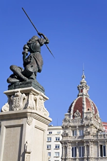 Sword Prints: Maria Pita statue and Palacio Municipal (Town Hall), Plaza de Maria Pita