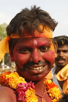 Young Man Prints: Mariammans cult celebrated by the Tamil community, Tamil Nadu, India, Asia