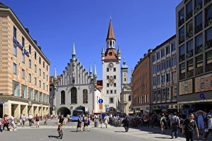 Street View Prints: Marienplatz Square with Old City Hall in Munich, Upper Bavaria, Bavaria, Germany, Europe