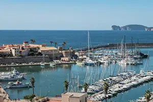 Sailboats Prints: The Marina, Alghero, Sardinia, Italy, Europe