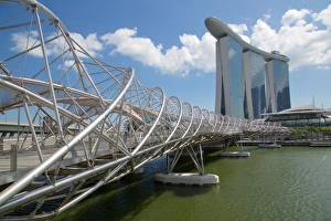 21st Century Prints: Marina Bay, Helix Bridge and Marina Bay Sands Hotel, Singapore, Southeast Asia
