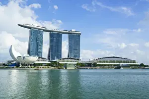 Singapore Prints: Marina Bay Sands hotel and lotus flower shaped ArtScience Museum, Marina Bay, Singapore