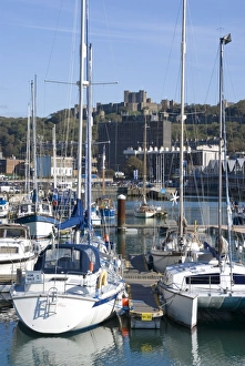 Dover Prints: Marina and castle beyond, Dover, Kent, England, United Kingdom, Europe