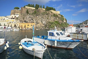 Sicily Prints: Marina Corta harbor, Lipari Island, Aeolian Islands, UNESCO World Heritage Site, Sicily