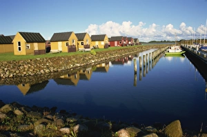 Cabins Prints: Marina and youth hostel cabins, Aalborg, north Jutland, Denmark, Scandinavia, Europe