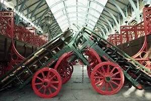 Covent Garden Collection: Market barrows in Covent Garden before re-development, London, England