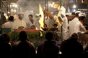 Stalls Prints: Market food stall, Place Jemaa El Fna, Marrakesh, Morocco, North Africa, Africa
